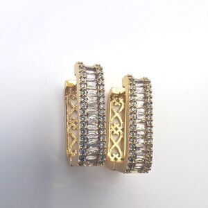 18k gold filled Elegant Gold and Silver Women's Hoop Earrings